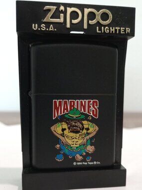 VINTAGE 90s ZIPPO MARINE CORPS CHESTY THE BULLDOG LIGHTER UNFIRED (NOS)